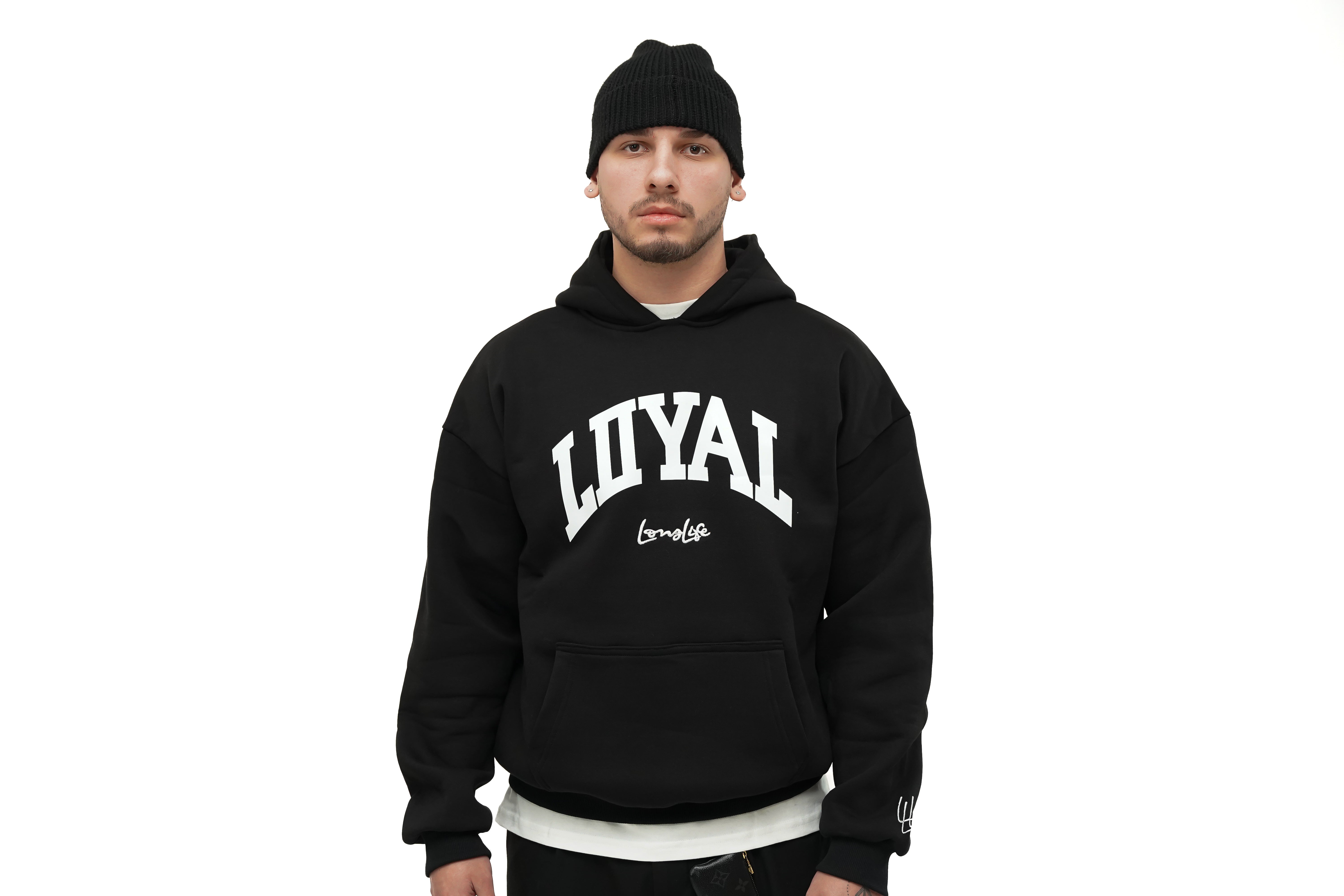Leitwolf Herren Hoodie – Schwarz, Größe L, Mit Wolf-Motiv, Kapuze, Kängurutasche, 80% Polyester/20% Baumwolle Leitwolf Herren Hoodie – Schwarz, Größe L, Mit Wolf-Motiv, Kapuze, Kängurutasche, 80% Polyester/20% Baumwolle