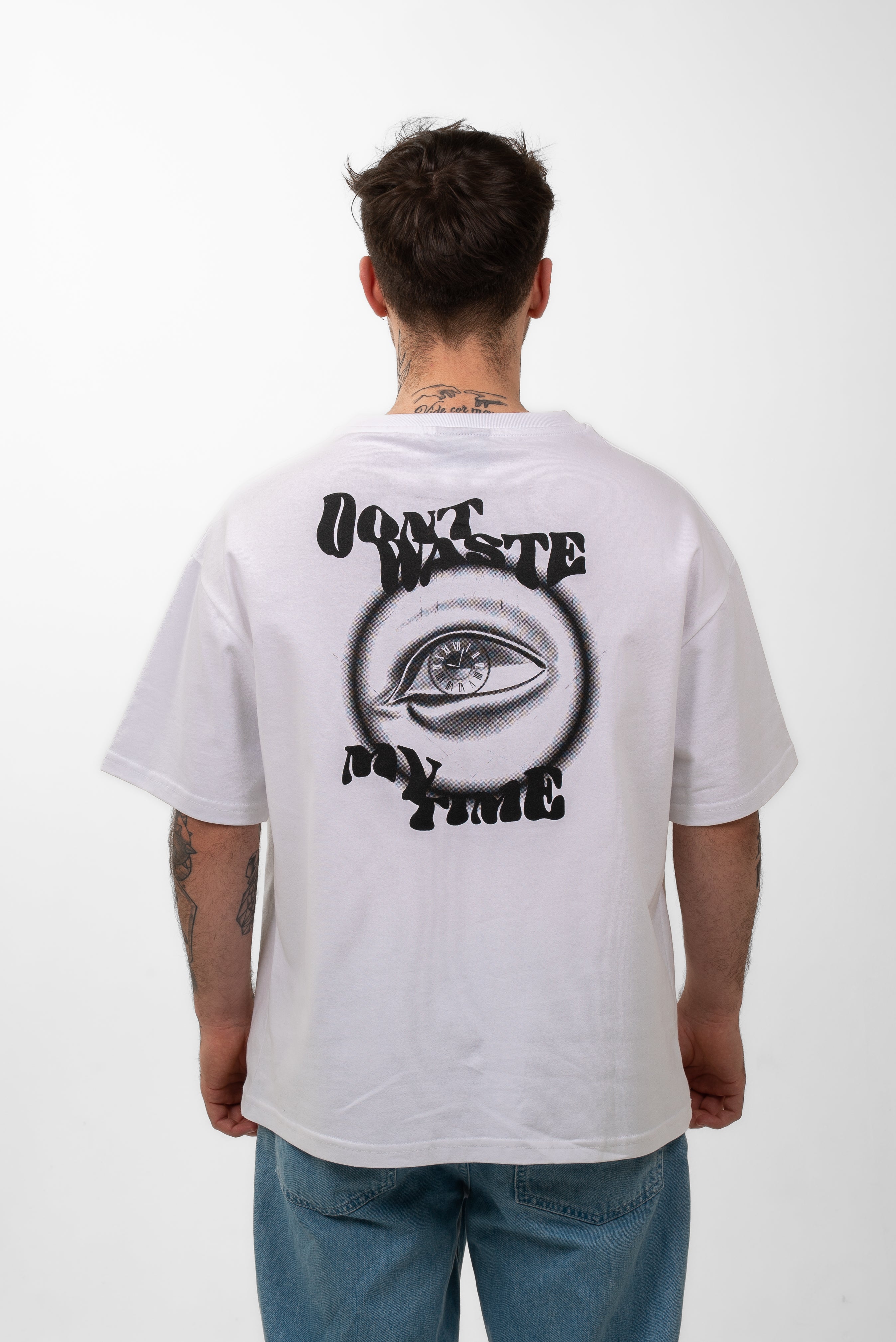 300g Oversized Tee ''Dont waste my time'' Weiß