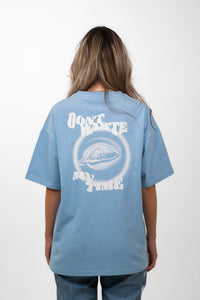 300g Oversized Tee ''Dont waste my time'' Babyblau