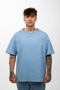 300g Oversized Tee ''Dont waste my time'' Babyblau