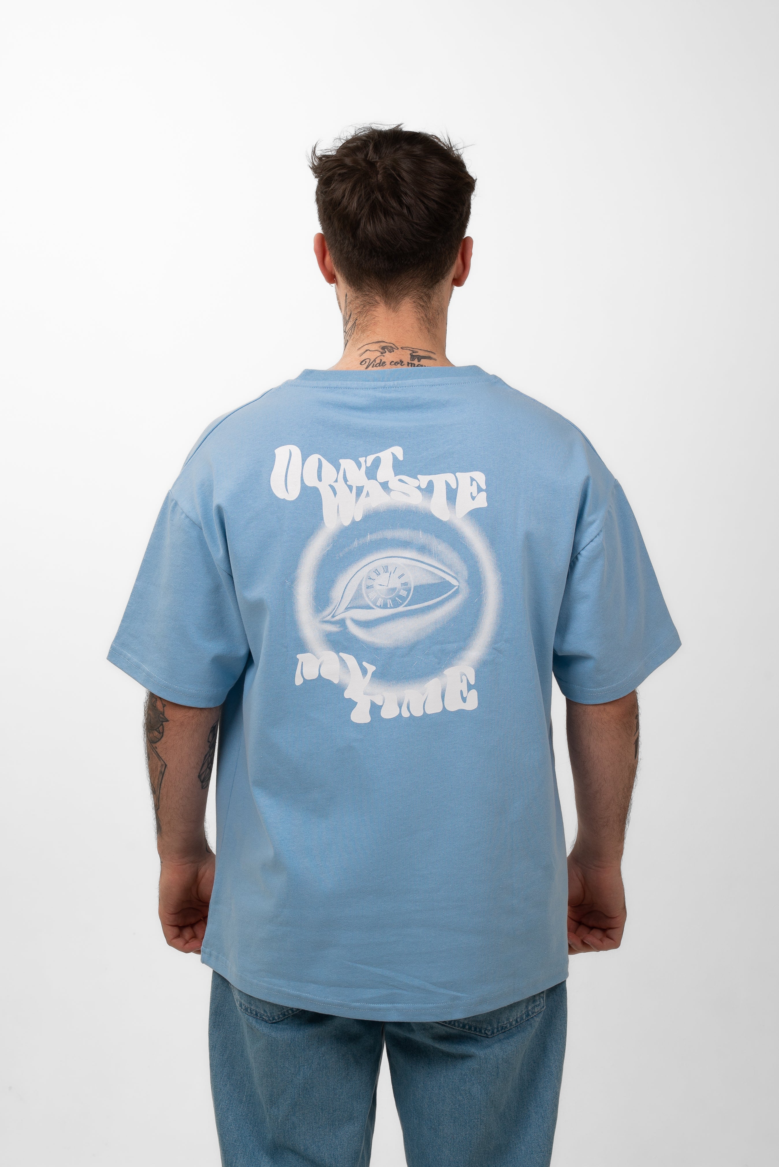 300g Oversized Tee ''Dont waste my time'' Babyblau