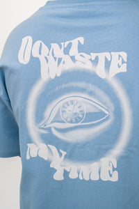 300g Oversized Tee ''Dont waste my time'' Babyblau